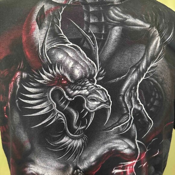 Dragon Skull Design Graphic Men's Black T Shirt Size 2XL XXL - Picture 1 of 3